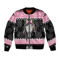 Anglesey Wales Christmas Bomber Jacket Pink Mari Lwyd Welsh Celtic Knot - Wonder Print Shop