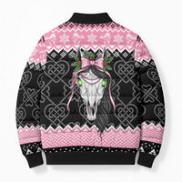 Anglesey Wales Christmas Bomber Puffer Jacket Pink Mari Lwyd Welsh Celtic Knot - Wonder Print Shop