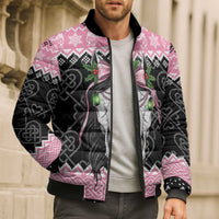 Anglesey Wales Christmas Bomber Puffer Jacket Pink Mari Lwyd Welsh Celtic Knot - Wonder Print Shop