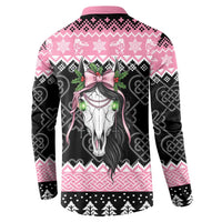Anglesey Wales Christmas Button Sweatshirt Pink Mari Lwyd Welsh Celtic Knot - Wonder Print Shop
