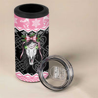 Anglesey Wales Christmas 4 in 1 Can Cooler Tumbler Pink Mari Lwyd Welsh Celtic Knot - Wonder Print Shop