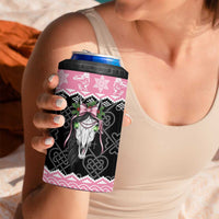 Anglesey Wales Christmas 4 in 1 Can Cooler Tumbler Pink Mari Lwyd Welsh Celtic Knot - Wonder Print Shop