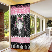 Anglesey Wales Christmas Door Cover Pink Mari Lwyd Welsh Celtic Knot - Wonder Print Shop