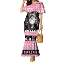 Anglesey Wales Christmas Family Matching Mermaid Dress and Hawaiian Shirt Pink Mari Lwyd Welsh Celtic Knot - Wonder Print Shop