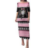 Anglesey Wales Christmas Family Matching Puletasi and Hawaiian Shirt Pink Mari Lwyd Welsh Celtic Knot - Wonder Print Shop