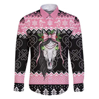 Anglesey Wales Christmas Family Matching Short Sleeve Bodycon Dress and Hawaiian Shirt Pink Mari Lwyd Welsh Celtic Knot - Wonder Print Shop