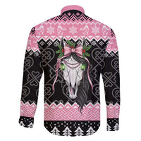 Anglesey Wales Christmas Family Matching Short Sleeve Bodycon Dress and Hawaiian Shirt Pink Mari Lwyd Welsh Celtic Knot - Wonder Print Shop