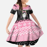 Anglesey Wales Christmas Family Matching Summer Maxi Dress and Hawaiian Shirt Pink Mari Lwyd Welsh Celtic Knot - Wonder Print Shop