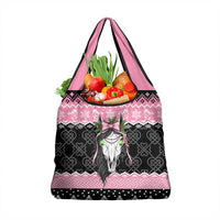 Anglesey Wales Christmas Grocery Bag Pink Mari Lwyd Welsh Celtic Knot - Wonder Print Shop