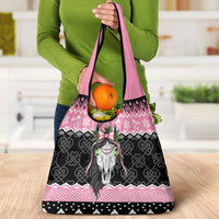 Anglesey Wales Christmas Grocery Bag Pink Mari Lwyd Welsh Celtic Knot - Wonder Print Shop