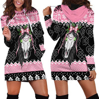 Anglesey Wales Christmas Hoodie Dress Pink Mari Lwyd Welsh Celtic Knot - Wonder Print Shop