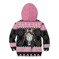 Anglesey Wales Christmas Kid Hoodie Pink Mari Lwyd Welsh Celtic Knot - Wonder Print Shop