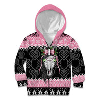 Anglesey Wales Christmas Kid Hoodie Pink Mari Lwyd Welsh Celtic Knot - Wonder Print Shop