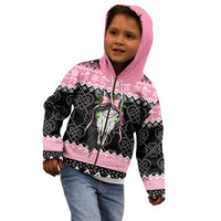 Anglesey Wales Christmas Kid Hoodie Pink Mari Lwyd Welsh Celtic Knot - Wonder Print Shop