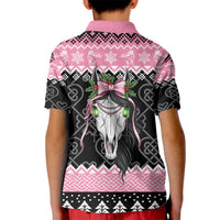 Anglesey Wales Christmas Kid Polo Shirt Pink Mari Lwyd Welsh Celtic Knot - Wonder Print Shop