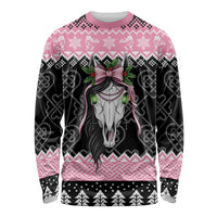 Anglesey Wales Christmas Long Sleeve Shirt Pink Mari Lwyd Welsh Celtic Knot - Wonder Print Shop