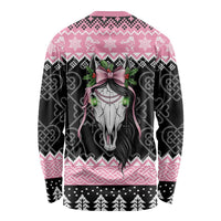 Anglesey Wales Christmas Long Sleeve Shirt Pink Mari Lwyd Welsh Celtic Knot - Wonder Print Shop