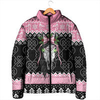 Anglesey Wales Christmas Padded Jacket Pink Mari Lwyd Welsh Celtic Knot - Wonder Print Shop
