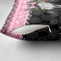 Anglesey Wales Christmas Pillow Cover Pink Mari Lwyd Welsh Celtic Knot - Wonder Print Shop