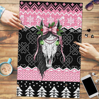Anglesey Wales Christmas Puzzle Pink Mari Lwyd Welsh Celtic Knot - Wonder Print Shop