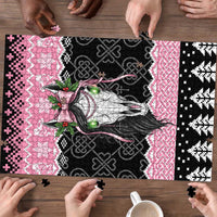 Anglesey Wales Christmas Puzzle Pink Mari Lwyd Welsh Celtic Knot - Wonder Print Shop