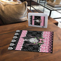 Anglesey Wales Christmas Puzzle Pink Mari Lwyd Welsh Celtic Knot - Wonder Print Shop