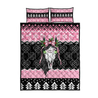 Anglesey Wales Christmas Quilt Bed Set Pink Mari Lwyd Welsh Celtic Knot - Wonder Print Shop