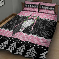 Anglesey Wales Christmas Quilt Bed Set Pink Mari Lwyd Welsh Celtic Knot - Wonder Print Shop