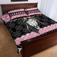 Anglesey Wales Christmas Quilt Bed Set Pink Mari Lwyd Welsh Celtic Knot - Wonder Print Shop