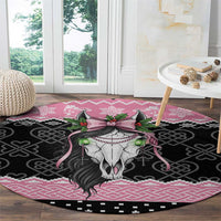 Anglesey Wales Christmas Round Carpet Pink Mari Lwyd Welsh Celtic Knot - Wonder Print Shop
