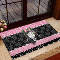 Anglesey Wales Christmas Rubber Doormat Pink Mari Lwyd Welsh Celtic Knot - Wonder Print Shop