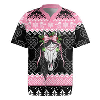 Anglesey Wales Christmas Rugby Jersey Pink Mari Lwyd Welsh Celtic Knot - Wonder Print Shop