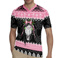 Anglesey Wales Christmas Rugby Jersey Pink Mari Lwyd Welsh Celtic Knot - Wonder Print Shop