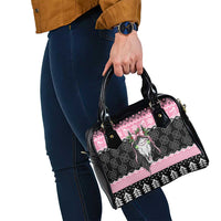 Anglesey Wales Christmas Shoulder Handbag Pink Mari Lwyd Welsh Celtic Knot - Wonder Print Shop