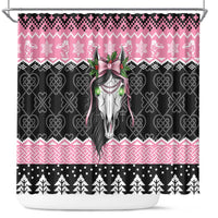 Anglesey Wales Christmas Shower Curtain Pink Mari Lwyd Welsh Celtic Knot - Wonder Print Shop