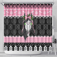 Anglesey Wales Christmas Shower Curtain Pink Mari Lwyd Welsh Celtic Knot - Wonder Print Shop