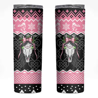 Anglesey Wales Christmas Skinny Tumbler Pink Mari Lwyd Welsh Celtic Knot - Wonder Print Shop
