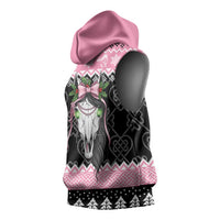 Anglesey Wales Christmas Sleeveless Hoodie Pink Mari Lwyd Welsh Celtic Knot - Wonder Print Shop