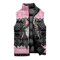 Anglesey Wales Christmas Sleeveless Puffer Jacket Pink Mari Lwyd Welsh Celtic Knot - Wonder Print Shop
