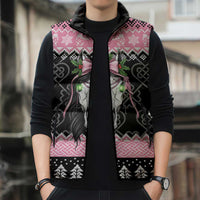 Anglesey Wales Christmas Sleeveless Puffer Jacket Pink Mari Lwyd Welsh Celtic Knot - Wonder Print Shop