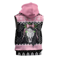 Anglesey Wales Christmas Sleeveless Zip Hoodie Pink Mari Lwyd Welsh Celtic Knot - Wonder Print Shop