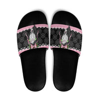 Anglesey Wales Christmas Slide Sandals Pink Mari Lwyd Welsh Celtic Knot - Wonder Print Shop
