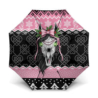 Anglesey Wales Christmas Umbrella Pink Mari Lwyd Welsh Celtic Knot - Wonder Print Shop