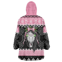 Anglesey Wales Christmas Wearable Blanket Hoodie Pink Mari Lwyd Welsh Celtic Knot - Wonder Print Shop