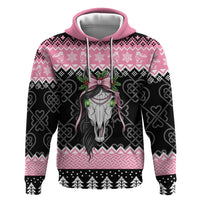 Anglesey Wales Christmas Zip Hoodie Pink Mari Lwyd Welsh Celtic Knot - Wonder Print Shop