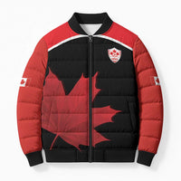 Personalized Canada Soccer Bomber Puffer Jacket Maple Leaf and Map Style - Wonder Print Shop