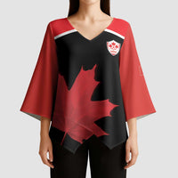 Personalized Canada Soccer Kimono Sleeve Blouse Maple Leaf and Map Style - Wonder Print Shop