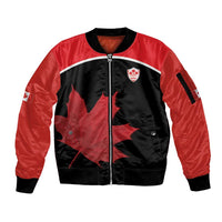 Personalized Canada Soccer Sleeve Zip Bomber Jacket Maple Leaf and Map Style - Wonder Print Shop
