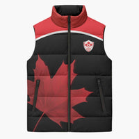 Personalized Canada Soccer Sleeveless Puffer Jacket Maple Leaf and Map Style - Wonder Print Shop