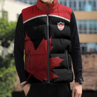 Personalized Canada Soccer Sleeveless Puffer Jacket Maple Leaf and Map Style - Wonder Print Shop